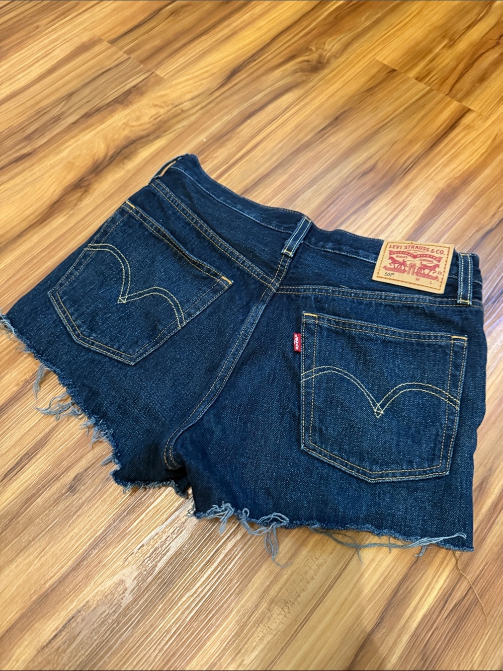 Levi's Women's Dark Blue Denim Cutoff Shorts